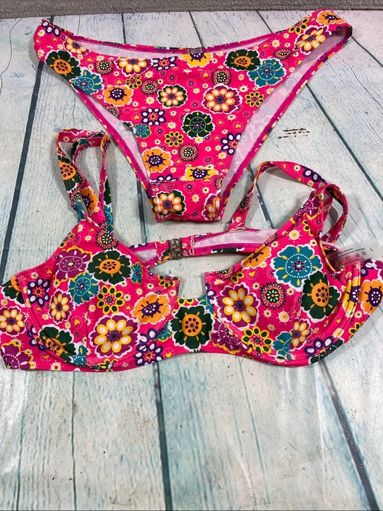 Other - Pink Floral Bikini Set - Bright Multicolor Flower Print Size Large
